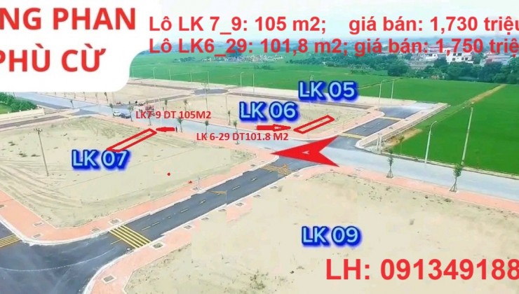 CHÍNH CHỦ BÁN NHANH 2 Lô Đất Mặt Đường Tại khu Dân Cư Mới Tống Phan.